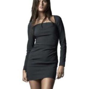 Zara Pleated Mini Dress-stone Gray-bodycon-Size XL